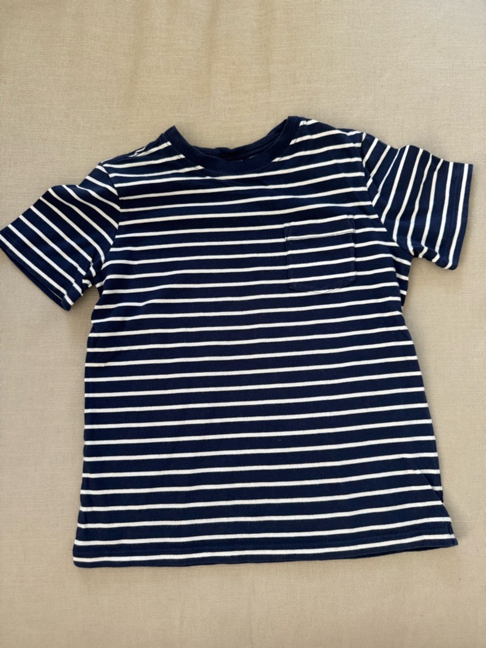 Hanna Andersson Navy & White Striped Short Sleeve Pocket Tee